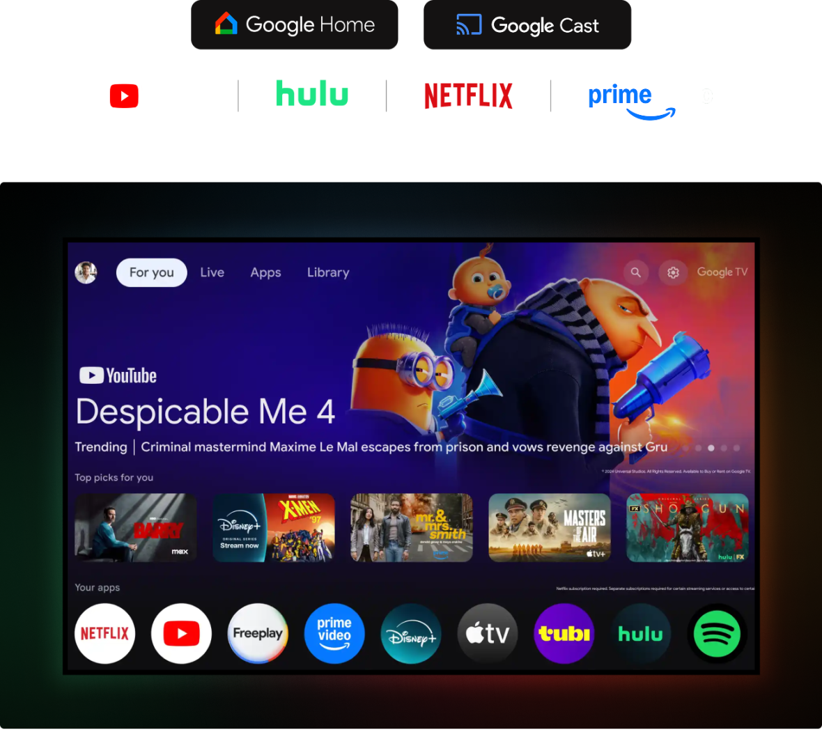 Пространство яркого контента с Google и голосовое управление
